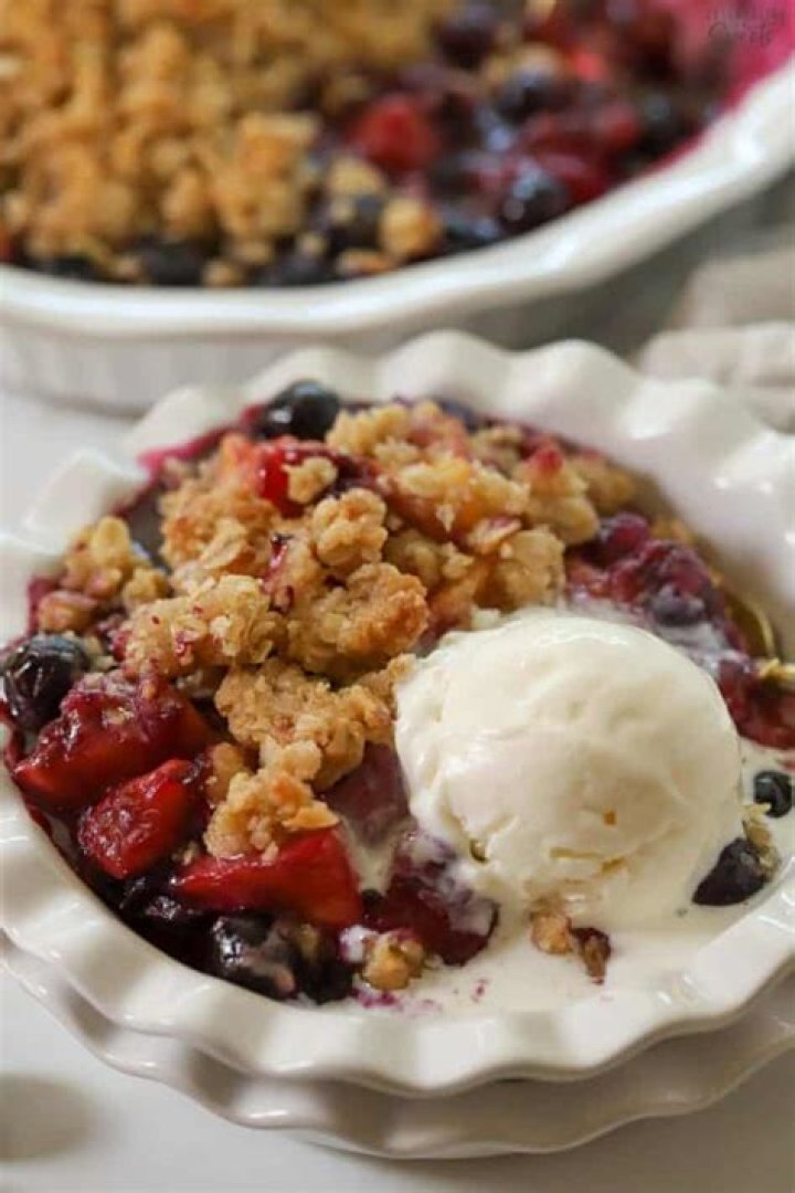 Peach Blueberry Crisp - Celebrating Sweets