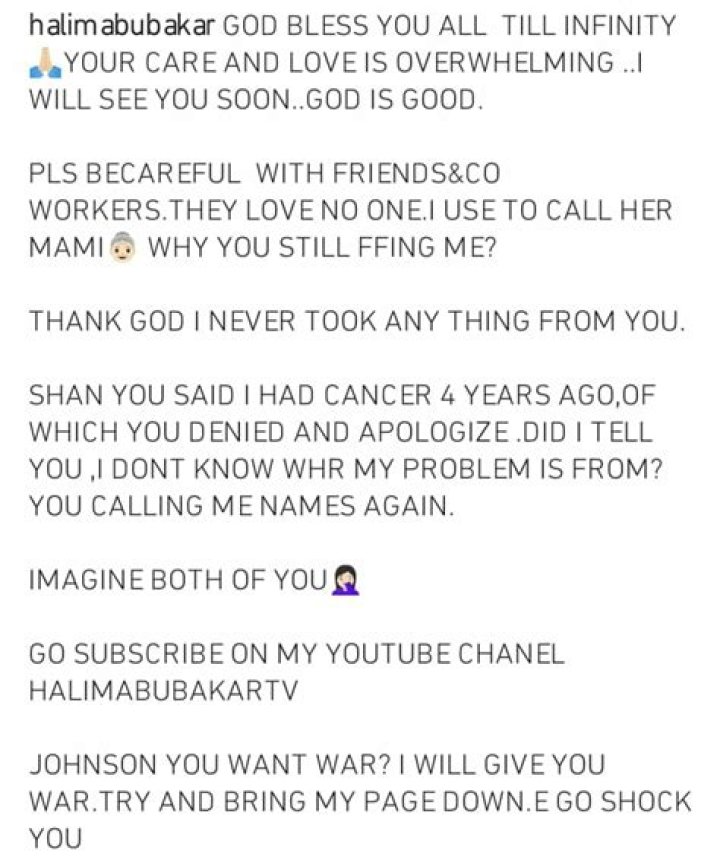 
“I will give you war” Halima Abubakar drags Apostle Suleman and Shan George 