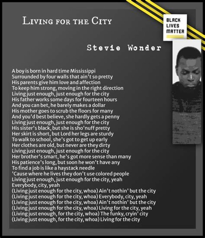 Stevie Wonder’s
Living For The City Lyrics