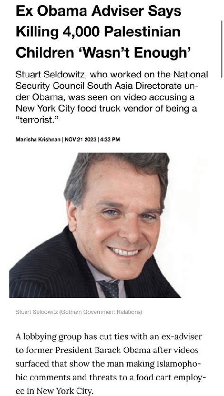 Who is Stuart Seldowitz? Former Obama advisor filmed saying killing 4,000 Palestinian children “wasn’t enough”